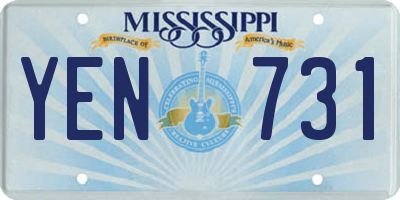 MS license plate YEN731