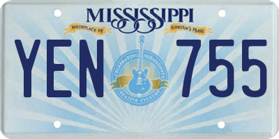 MS license plate YEN755