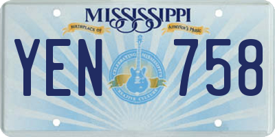 MS license plate YEN758