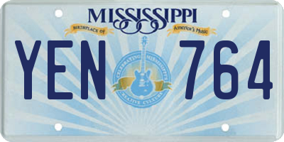 MS license plate YEN764