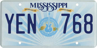MS license plate YEN768