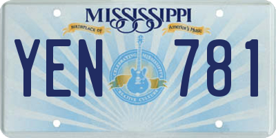 MS license plate YEN781