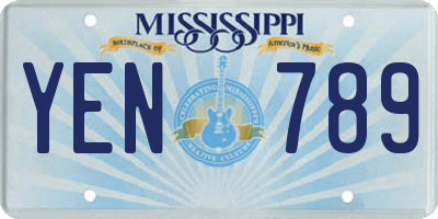 MS license plate YEN789
