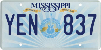 MS license plate YEN837