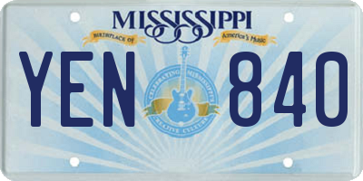 MS license plate YEN840