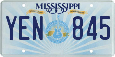 MS license plate YEN845