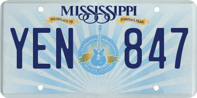 MS license plate YEN847