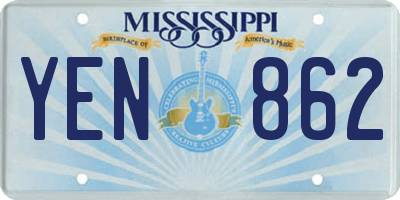 MS license plate YEN862