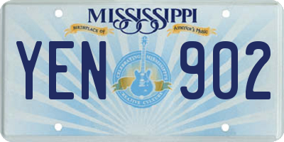 MS license plate YEN902
