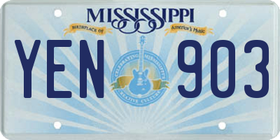 MS license plate YEN903