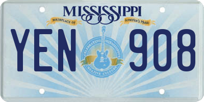 MS license plate YEN908