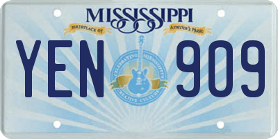 MS license plate YEN909