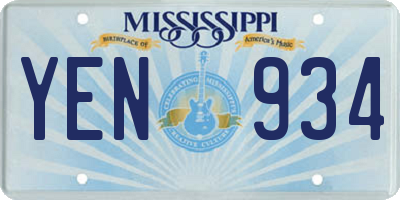 MS license plate YEN934