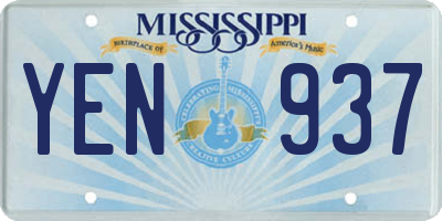 MS license plate YEN937