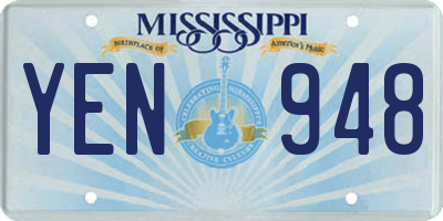 MS license plate YEN948