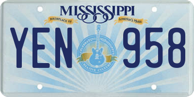 MS license plate YEN958