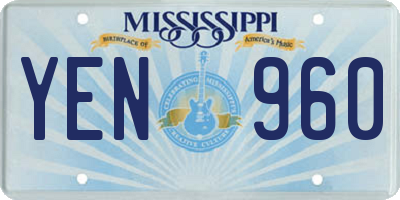 MS license plate YEN960