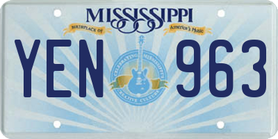 MS license plate YEN963