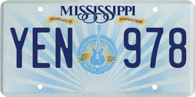 MS license plate YEN978