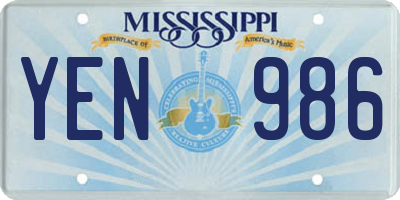 MS license plate YEN986