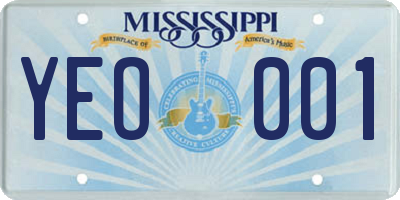MS license plate YEO001