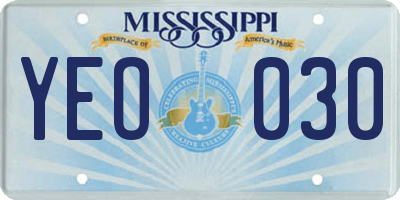 MS license plate YEO030