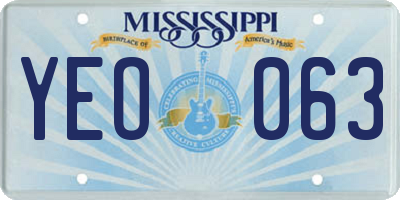 MS license plate YEO063