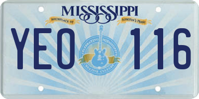 MS license plate YEO116