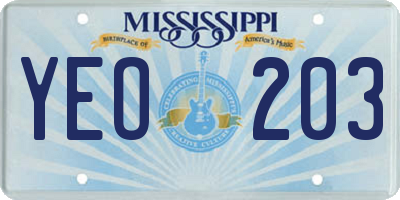 MS license plate YEO203