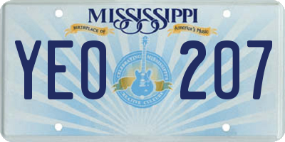MS license plate YEO207