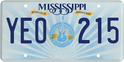 MS license plate YEO215