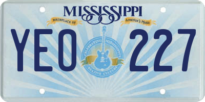 MS license plate YEO227