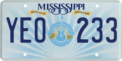 MS license plate YEO233