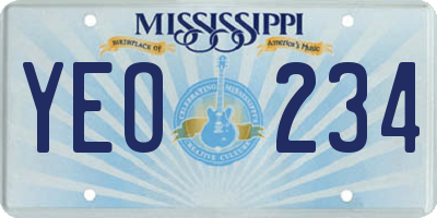 MS license plate YEO234