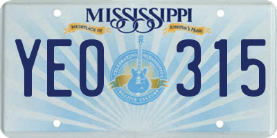 MS license plate YEO315
