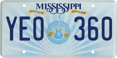 MS license plate YEO360