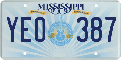 MS license plate YEO387