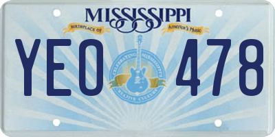 MS license plate YEO478