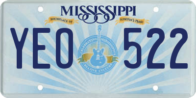 MS license plate YEO522