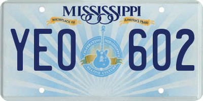 MS license plate YEO602