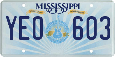 MS license plate YEO603