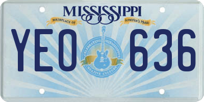 MS license plate YEO636
