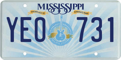 MS license plate YEO731