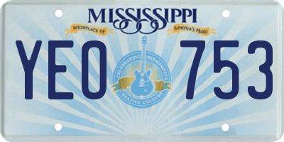 MS license plate YEO753