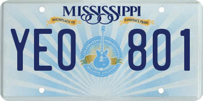 MS license plate YEO801