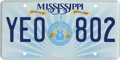 MS license plate YEO802