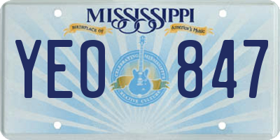 MS license plate YEO847
