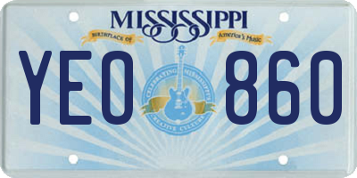 MS license plate YEO860