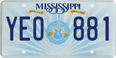 MS license plate YEO881