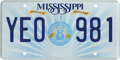 MS license plate YEO981